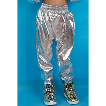 Noua Moda Unisex Copii Harem de Dans Hip-Hop Pantaloni de Trening pe Scenă Costume sport pentru Copii pantaloni de Argint Pantaloni Harem
