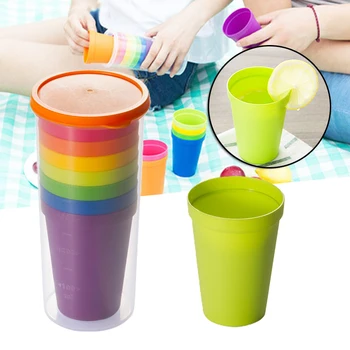 Pahare De Plastic Set De Plastic Mai Multe Culori Reutilizabile Portabil Curcubeu Cupe De Băut Pentru Interior Exterior Accesorii De Bucatarie