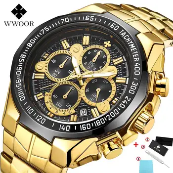 Relogio Masculino Ceasuri Barbati WWOOR de Top de Brand de Moda de Lux Sport Ceas Masculin Aur negru Impermeabil Ceas Cronograf Bărbați 2022