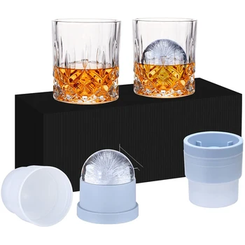 Minge de gheață Mucegai, Silicon Rotunde Cub de Gheață Filtru de Bile de Gheață de Mari dimensiuni Tăvi pentru cuburi de Gheață pentru Whisky, Cocktailuri, Whisky (7.7x7.2x7.2cm)