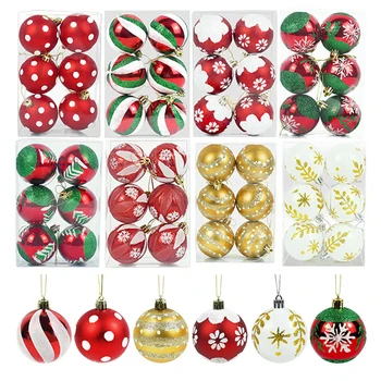 6pcs/Cutie Minge de Crăciun Fulg de nea Dungă Dot Pandantiv Minge Pom de Crăciun DIY Ornamente pentru Crăciun Decor de Crăciun Cadou de Anul Nou 2023