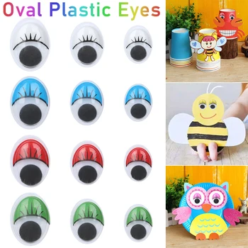 100buc/sac de Drăguț Auto-adeziv ochilor de Păpușă Colorate de Plastic de Siguranță Ochii Jucarie Papusi Papusa Ochii 3D Handmade 10-19mm Accesorii Papusi