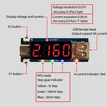 Suport PD2.0 PD3.0 Tip C PD Încărcare Rapidă a Declanșa Modulul DC Digital Tensiune de Curent Tester Meter Instrument de Testare