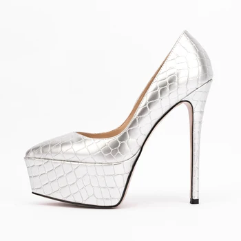 Arden Furtado 2022 primavara toamna Femei de Moda Pantofi Sexy Rotund Toe tocuri Tocuri de 15cm argint platforma pompe de mari dimensiuni 42 43