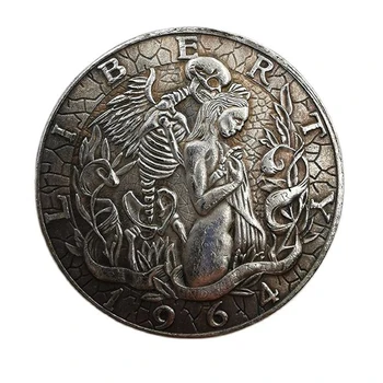 Înger și Monede de Craniu Relief Vagabond Monedă Comemorativă Craniu Înger Creative de Colectare Monede 1964 Meserii Decorative Monede