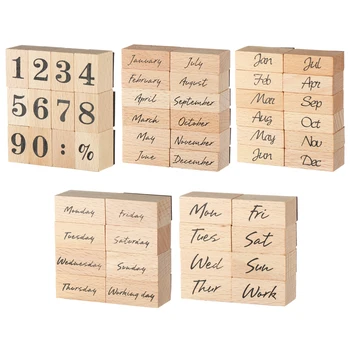 1 Set Vintage Cursiv din Lemn de Cauciuc Numere engleză Luni Săptămâni Sigiliu Timbre DIY Album Carduri de Decor lucrate Manual Scrisoare de Timbru