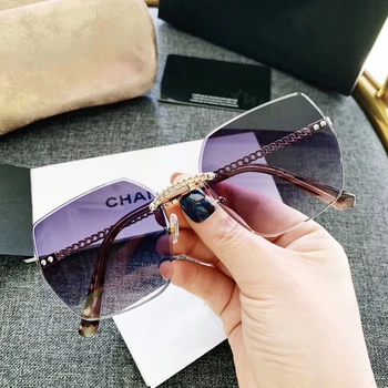 FEISHINI Moda Negru Gradient de ochelari de Soare de Cristal Pătrat fără ramă de ochelari de Soare Femei Supradimensionat Vintage Clasic de Brand Designer