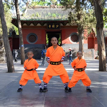 USHINE 07 Inaltime 100cm-185cm Bumbac Călugăr ShaoLin KungFu Uniforma de Instruire de Performanță Costume Costum de Îmbrăcăminte Pentru Copii Om