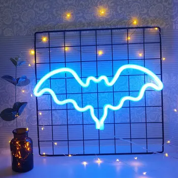 Bat în Formă de Semn de Neon Lumina LED-uri Colorate de Neon Lampa de Camera pentru Copii Lampa de Noapte Bar de Vacanță de Crăciun Petrecere de Nunta Acasă Decor de Perete