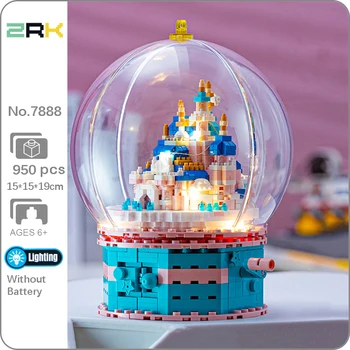 ZRK 7888 Arhitectura Gravitează în Castel, Palat de Cristal Minge de Lumină LED Mini Diamond Blocuri Caramizi de constructie de Jucarie pentru Copii fără Cutie
