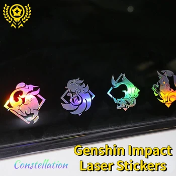 Genshin Impact Colorate Reflectorizante Laser Auto Autocolante Decorare Caracter Constelație Multicolore Autocolant Transparent Decor