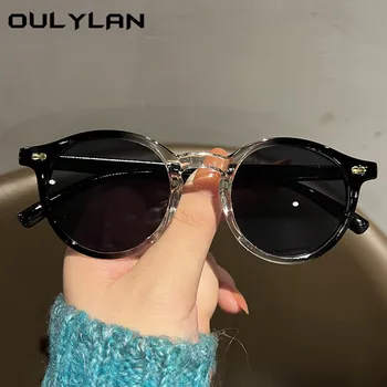 Oulylan Rotund ochelari de Soare Unisex ochelari de Soare Retro Brand Vintage Cadru Rotund Ochelari Femei Bărbați Ochelari Negri UV400 Oculos De Sol