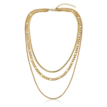 Femei Stratificat de Culoare de Aur Coliere din Oțel Inoxidabil Șarpe Spic Figaro Caseta Lanț Reglabil Trendy Bijuterii DN300