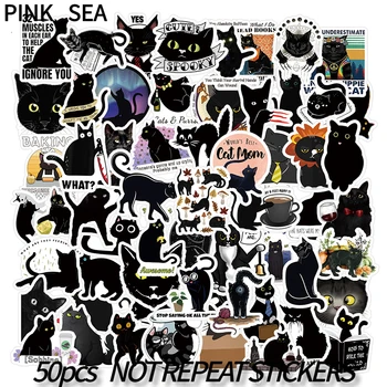 10/30/50pcs/set Negru Cat de Desene animate Drăguț pentru animale de Companie Animale Amuzant Graffiti, Stickere Pentru Laptop Telefon Caz Diy Depozitare Skateboard Copii