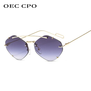 OEC CPO Doamnelor fără ramă Poligon ochelari de Soare pentru Femei Brand Designer la Modă Gradient de ochelari de Soare de sex Feminin Bomboane UV400 Ochelari O225