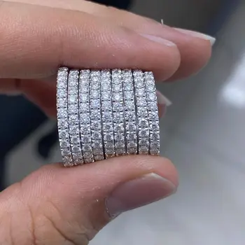 Eternitate Diamant inel argint 925 cu Diamante Cz de Logodna Nunta Trupa Inele pentru femei Mireasa Promit Petrecere de Bijuterii Cadou