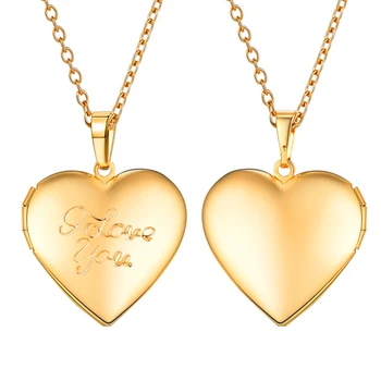 Collare Inima de Dragoste Foto Medalion Coliere & Pandantive de Aur/Argint de Culoare 