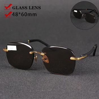 Zerosun Sticlă de ochelari de Soare de sex Masculin fără ramă Ochelari de Soare pentru Barbati Cristal Maro Supradimensionate 150mm Anti Scratch Grele