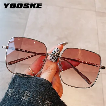YOOSKE Metalice Supradimensionate, ochelari de Soare Femei de Epocă Pătrat Ochelari de Soare Barbati Retro Cadru Mare Gradient de Ochelari pentru Femei UV400