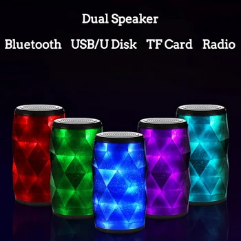 NOU Difuzor Bluetooth Ecran Complet 3D pline de culoare Lumina LED-uri HiFi Portabil Difuzor Bass Excelent Wireless Caseta de Sunet TFCard