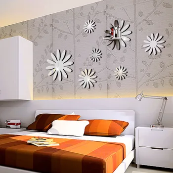 Cameră Decor Decor Acasă Autocolante de Perete Oglindă Pentru Dormitor Estetice Crizantema 3D DIY Acrilice Auto-adeziv Oglinzi Decorative