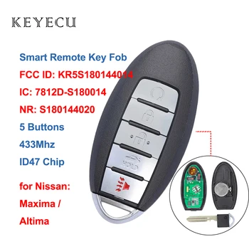 Keyecu S180144020 Inteligent de la Distanță Masina Telecomanda 5 Butoane 433MHz ID47 Chip pentru Nissan Altima, Maxima 2013 2014 2015 KR5S180144014