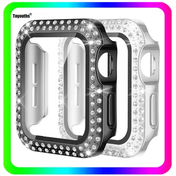 Toyouths Diamant Bara de protecție Caz de Protecție pentru Apple Watch Seria 6 5 4 3 2 1 Ecran Protector de Acoperire pentru iWatch 38mm 40mm 2 buc/set