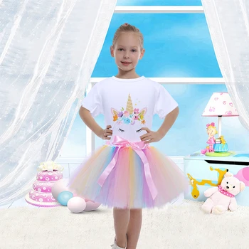 Flash vânzare Pufos Fusta Scurta Fata de Copii fuste de Balet de Fuste mini pentru fete Tul tutu Fusta Fata unicorn Cămașă Albă de Vară Fusta Tutu