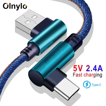 Olnylo USB de Tip C 90 de Grade de Încărcare Rapidă usb-c prin cablu de Tip c Cablu de date Incarcator usb-c Pentru Samsung S9 S8 Nota 9 8 Huawei P20 Lite