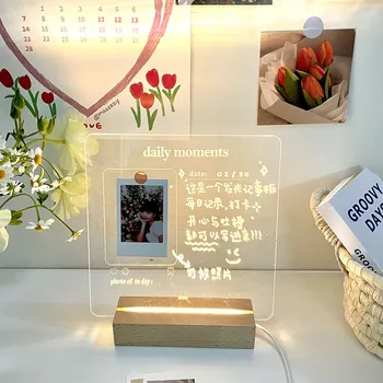 Diy Usb Coreean Ins Acril Transparent Notepad, Wordpad Mesaj De Bord Cu Nota Pix Pentru A Face Lista De Luminos Album Foto Lumina De Noapte