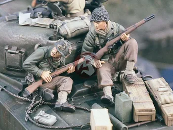 1/35 Rășină Figura model kituri de Doi soldați americani în al doilea RĂZBOI mondial tancuri Neasamblate și nevopsite