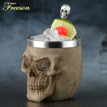 Oribil Rășină din Oțel Inoxidabil Craniu Cana 200ml Pahar Gotic Halbă de Bere, Vodka Cup Pahare de Whiskey Bar Drinkware Halloween Cadou