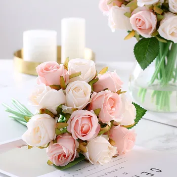 12PCS/o Mulțime Artificiale de Trandafir Flori de Nunta Buchet de flori Matase Flori de Trandafir Pentru Home Decor Petrecere de Nunta de Decorare Flori False