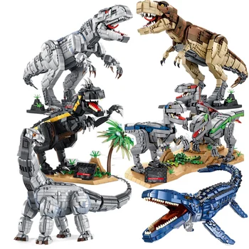 Jurassic Park Indominus Rex Dinozauri Lume Blocuri Mosasaur T-Rex Dragon Model Cărămizi De Jucărie Pentru Copii Cadouri Pentru Baieti
