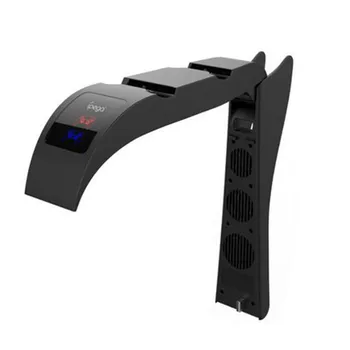 2-ÎN-1 Vertical Racire Dual Fan Controler Încărcător Pentru PS5 Gazdă de Înaltă Calitate ABS Negru Căști Cuier Încărcător Stație de Fani