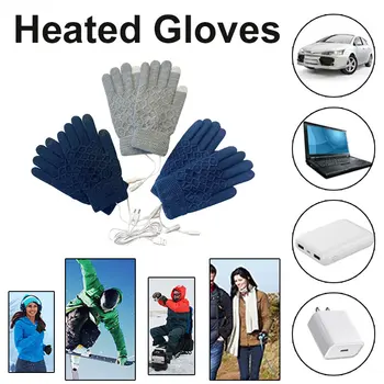 1 Pereche de Mănuși de Iarnă Încălzit Confortabile Tricotate Elastic USB Mână Caldă de Încălzire Mănuși de Vânt Unisex pentru Schi, Echitatie, Drumetii