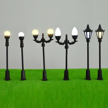 6 Tipuri de Model de Lumină Lampă cu LED-uri in Miniatura Felinar Arhitectura Clădirii Kituri de Nisip de Masă Peisaj de cale Ferată de Tren Scena Materiale