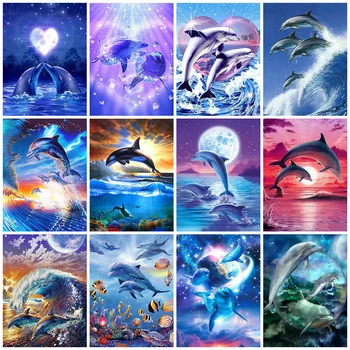 EverShine Diamant Pictura Delfin Complet Piața Diamant Broderie Animale Kituri De Imagine Mozaic De Pietre Art Decor Acasă