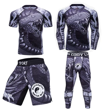 Mma rashguard Jiu jitsu gi T - shirt, pantaloni Scurți Bărbați box tricouri Set Bjj KickBoxing Muay Thai Maneca Lunga Pantaloni de Imprimare 3D Sportsuit