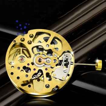 Aur Culoare Schelet 2003 Mișcarea Obișnuită Pendul De Ajustare La Radiații Model Complet Automat Ceas De Circulație