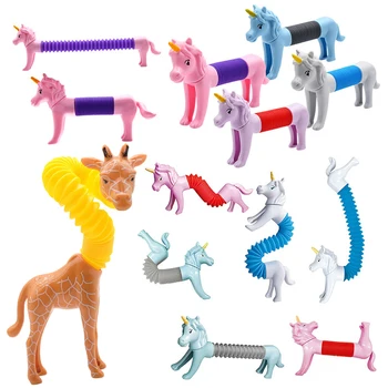 Animale De Desene Animate Pop Tuburi Senzoriale Abilitățile Motorii Fine De Formare Unicorn Girafa Copil, Copii De Învățare Frământa Jucării Unice Adult Cadouri