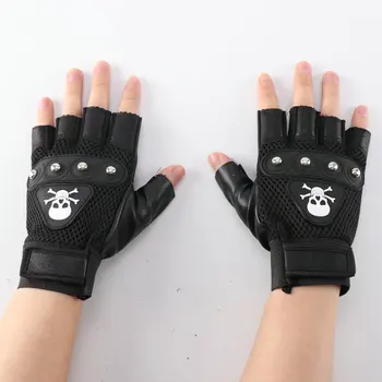 Cranii Nit PU Piele Mănuși de Degete Bărbați Femei de Moda Hip Hop Sală de sport pentru Femei Punk Mănuși de Jumătate Degetul Mănuși pentru Bărbați