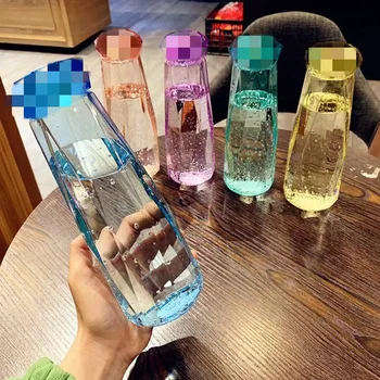 420ml Diamante Colorate de Cristal de Sticlă Sticla Sticla de Apa Portabil Coreea Stil de Cana de Apa de Băut Suc de Sticlă de 5 Culori
