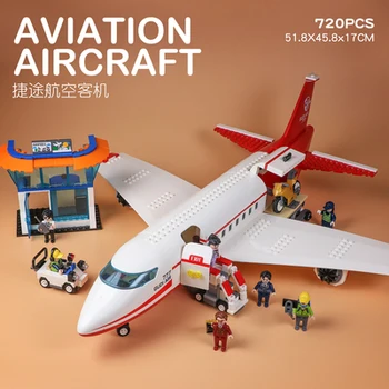 City Avion Serie Aeroport Aeronave Airbus Avion Seturi Model Blocuri de BRICOLAJ, Jucarii pentru Copii, Cadouri