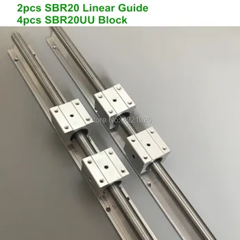 2 buc SBR20 ghidaj liniar 200 250 300 350 400 500 mm 20mm Liniari șine 4buc SBR20UU Rulment Bloc CNC Router