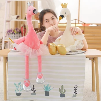 Drăguț Swan & flamingo Jucării de Pluș cu coroana, Animale de Pluș Jucarii, Jucarii Copii, Jucarii pentru Copii, Decor Acasă