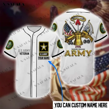 Nume personalizat Veteran al Armatei americane Pavilion 1775 de Imprimare 3D a ochiurilor de Plasă de Fibră de Baseball tricou Tricou Top Tee Barbati Streetwear Maneca Scurta Sport