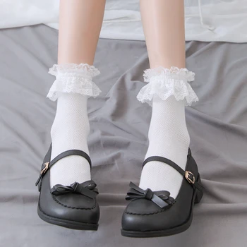Șosete De Moda Lolita Stil Japonez Fată Drăguță Femeie Dantelă De Moda Socking Dulce Retro Frilly Zburli Bumbac Printesa Șosete
