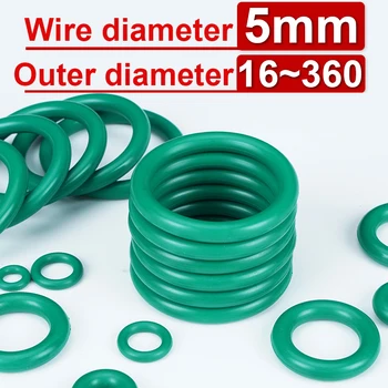 Sârmă cu Diametrul de 5mm FKM Fluororubber O-Ring Inel de Etanșare CS OD 13mm-400mm Green Seal Garnitură Ringcorrosion Rezistent la Căldură 5Pcs