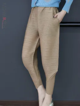 LANMREM 2023 Nouă Primăvară Pantaloni pentru Femei Talie Elastic Culoare Solidă Vrac Cutat Drept Pantaloni de Moda de sex Feminin 2J1425